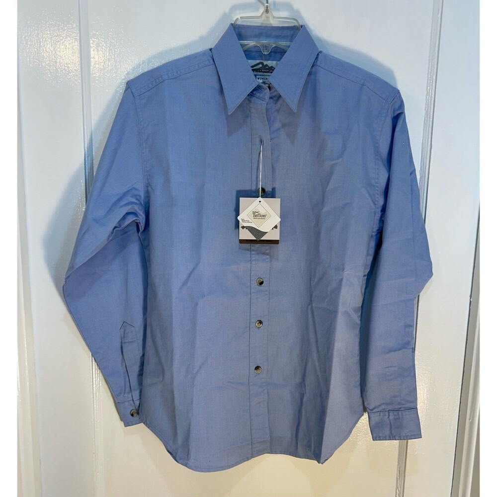 Tri-Mountain Women's XS Long Slveev Button Down Blouse Blue New With Tag  Teflon
